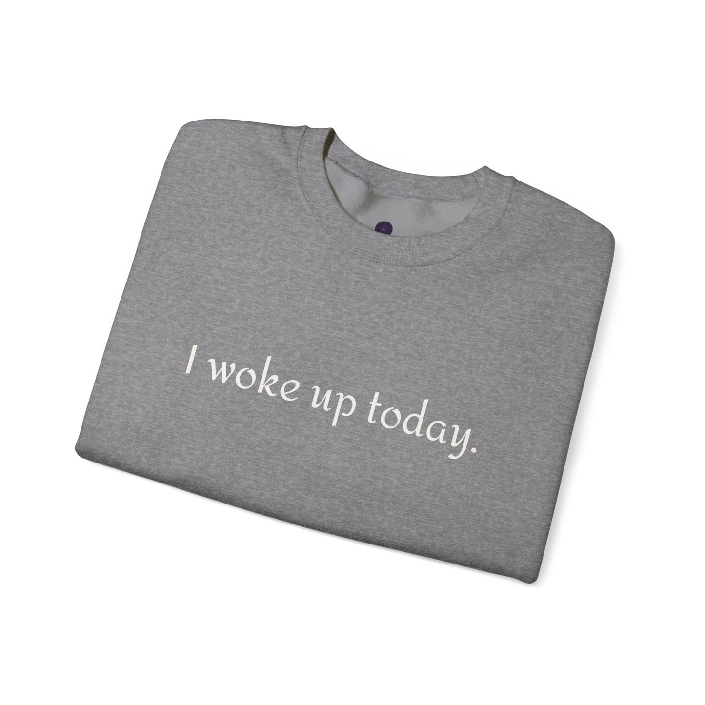 Crewneck Sweatshirt - "I Woke Up Today." Minimal Text Comfort Pullover