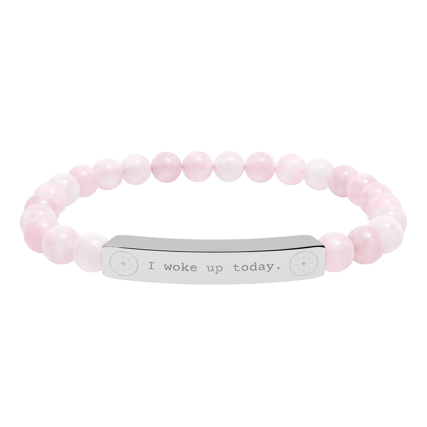 Engraved Natural Stone Stretch Bar Bracelet — I WOKE UP TODAY Beaded Gratitude Jewelry