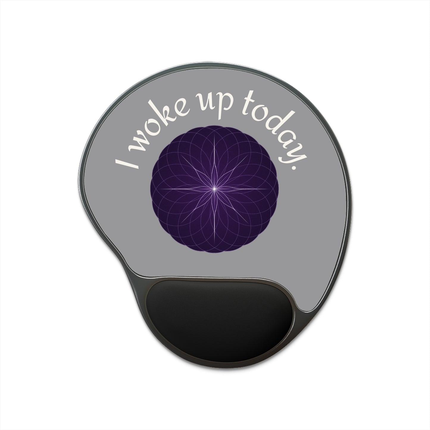 I Woke Up Today Gratitude- Motivational- Mouse Pad with Wrist Rest — Motivational Desk Mousepad, Grey & Purple