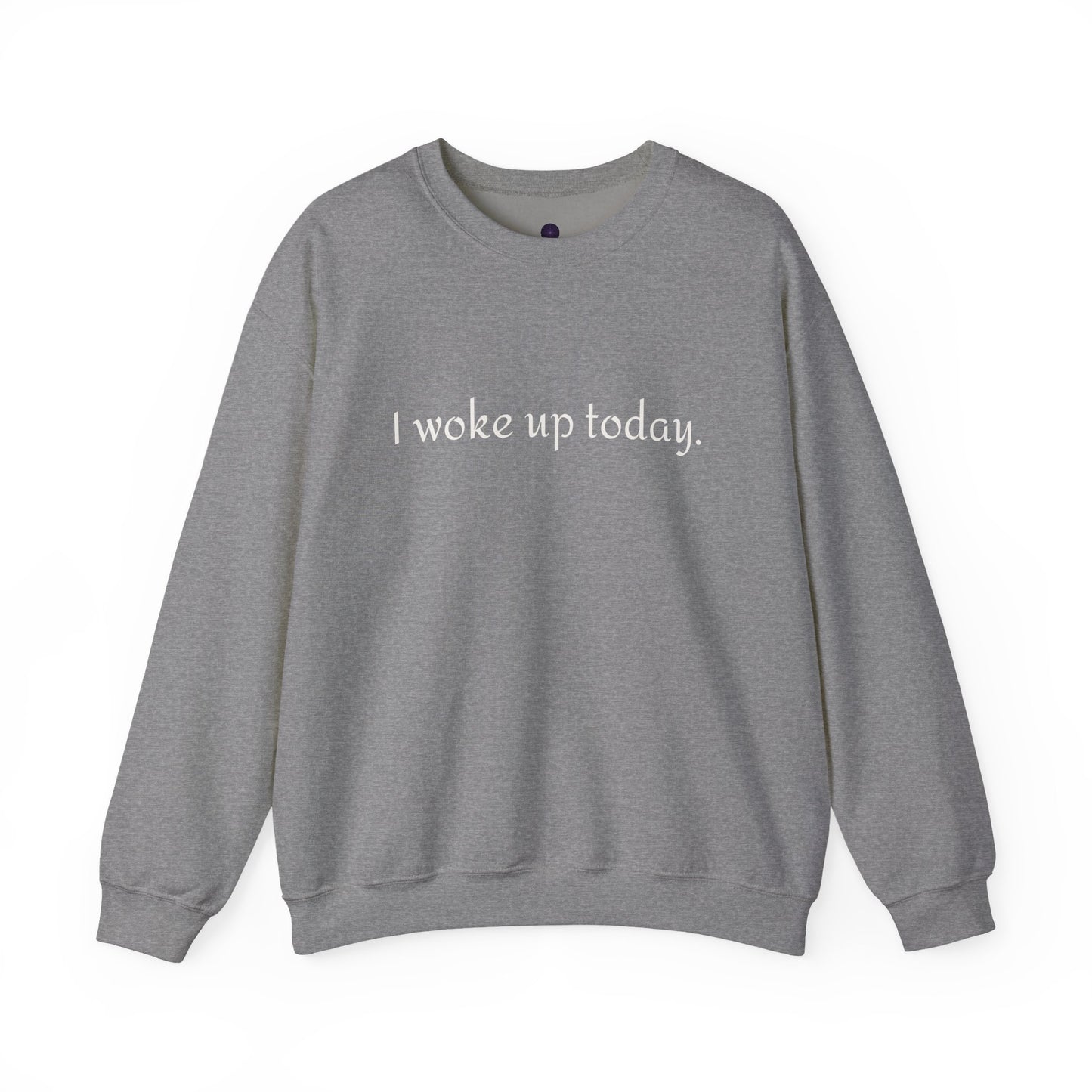 Crewneck Sweatshirt - "I Woke Up Today." Minimal Text Comfort Pullover