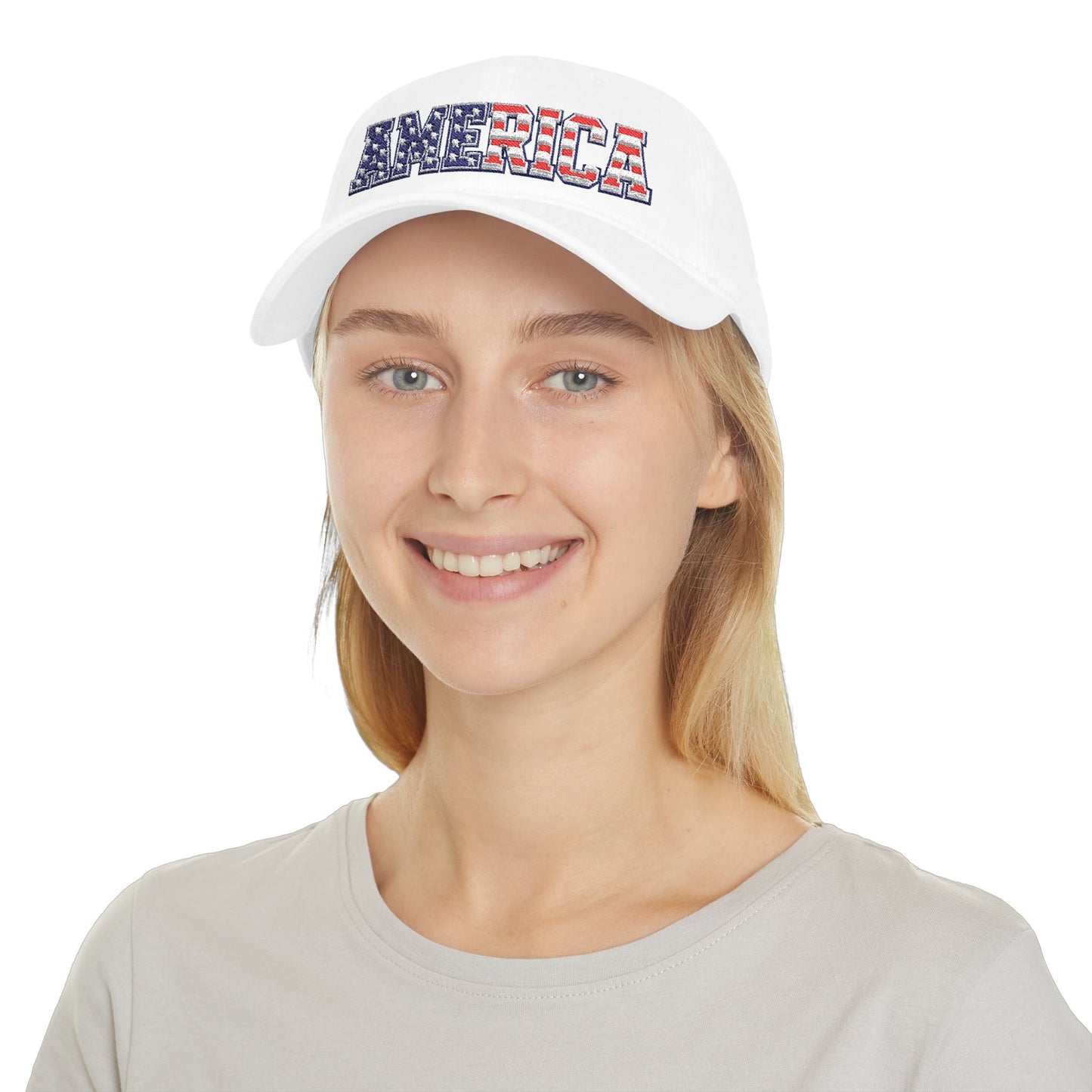 America Flag Design Embroidered Cap — Patriotic Low Profile Baseball Hat (250th Anniversary)