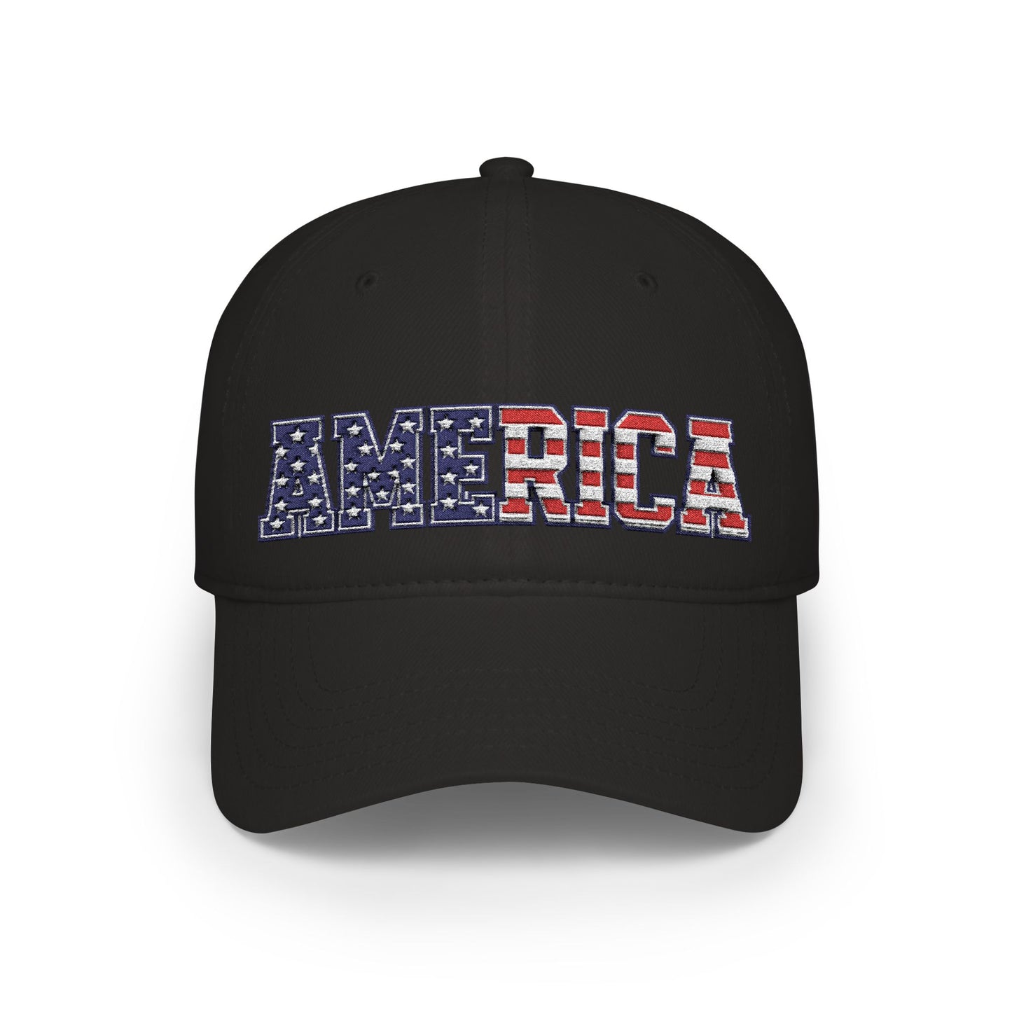 America Flag Design Embroidered Cap — Patriotic Low Profile Baseball Hat (250th Anniversary)