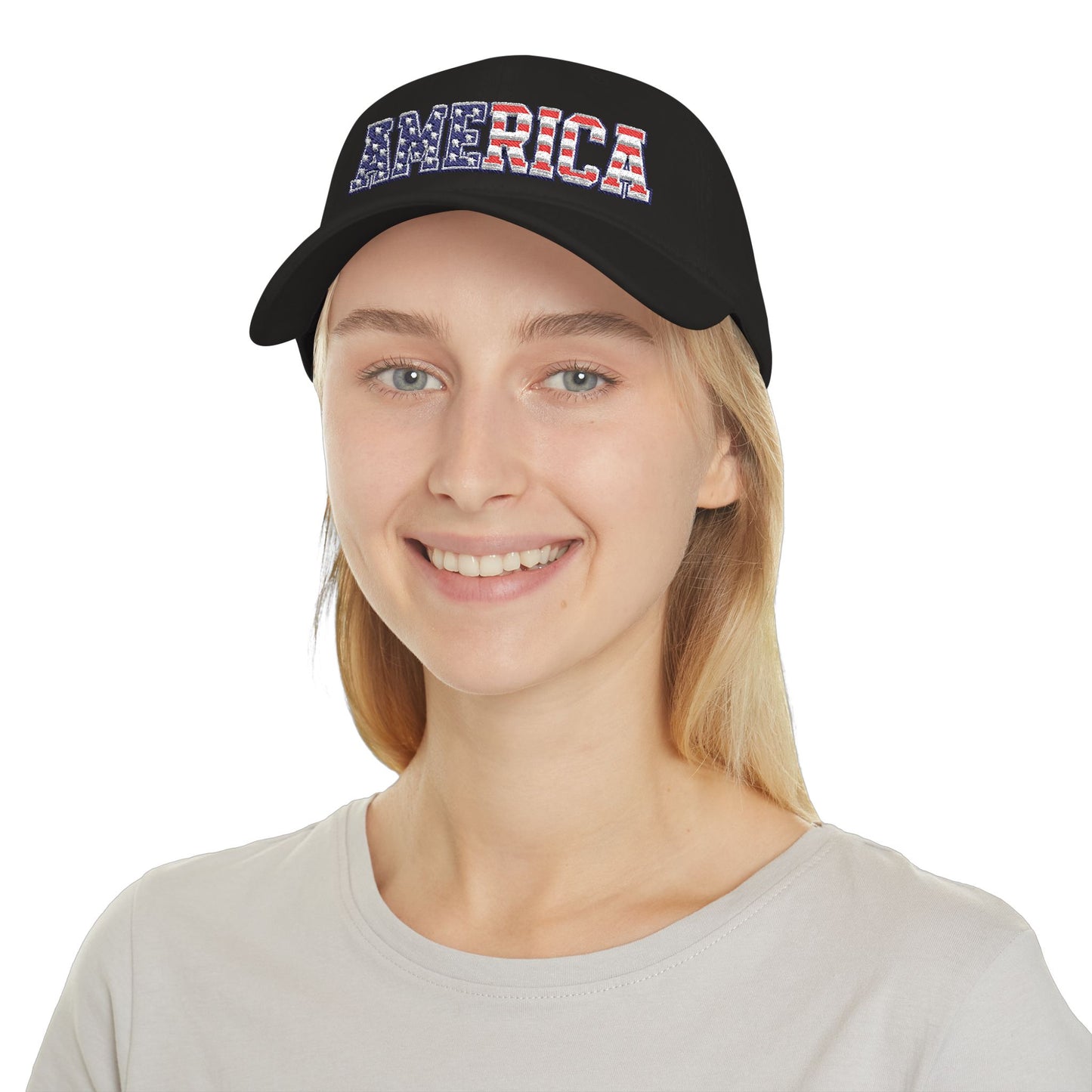 America Flag Design Embroidered Cap — Patriotic Low Profile Baseball Hat (250th Anniversary)