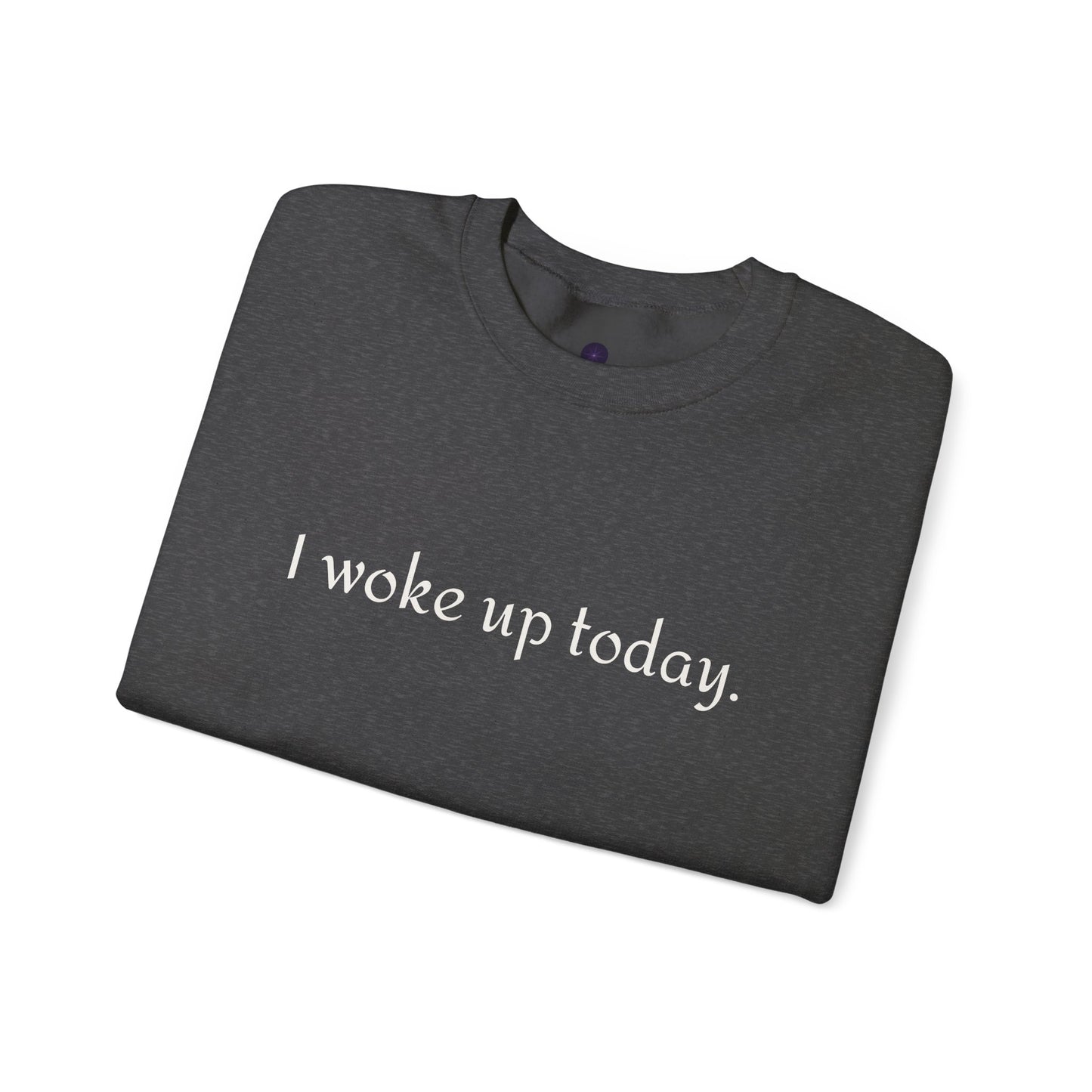 Crewneck Sweatshirt - "I Woke Up Today." Minimal Text Comfort Pullover