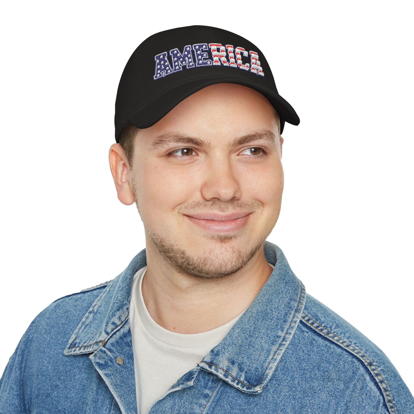 America Flag Design Embroidered Cap — Patriotic Low Profile Baseball Hat (250th Anniversary)
