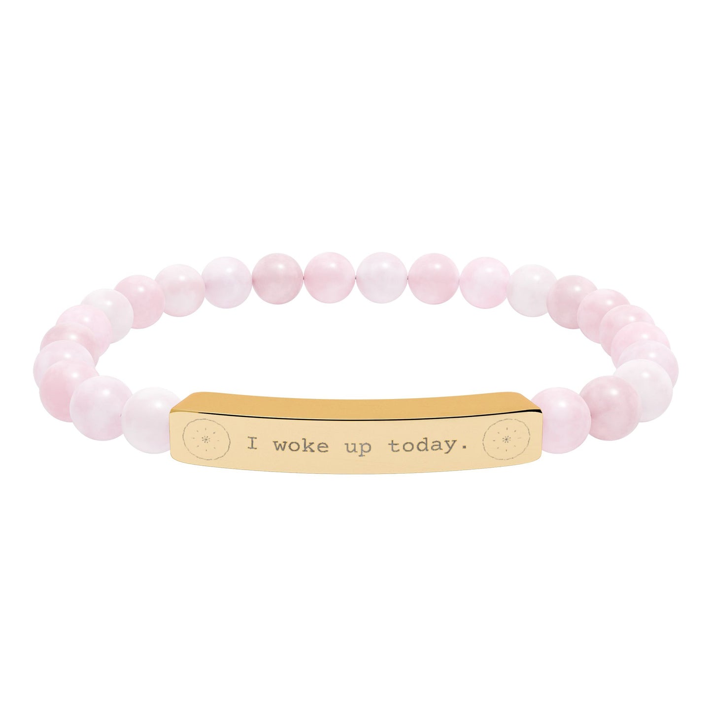 Engraved Natural Stone Stretch Bar Bracelet — I WOKE UP TODAY Beaded Gratitude Jewelry