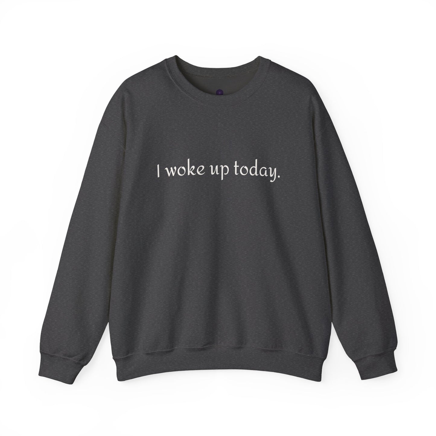 Crewneck Sweatshirt - "I Woke Up Today." Minimal Text Comfort Pullover