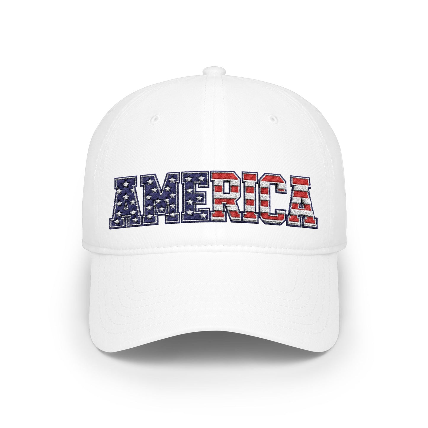 America Flag Design Embroidered Cap — Patriotic Low Profile Baseball Hat (250th Anniversary)